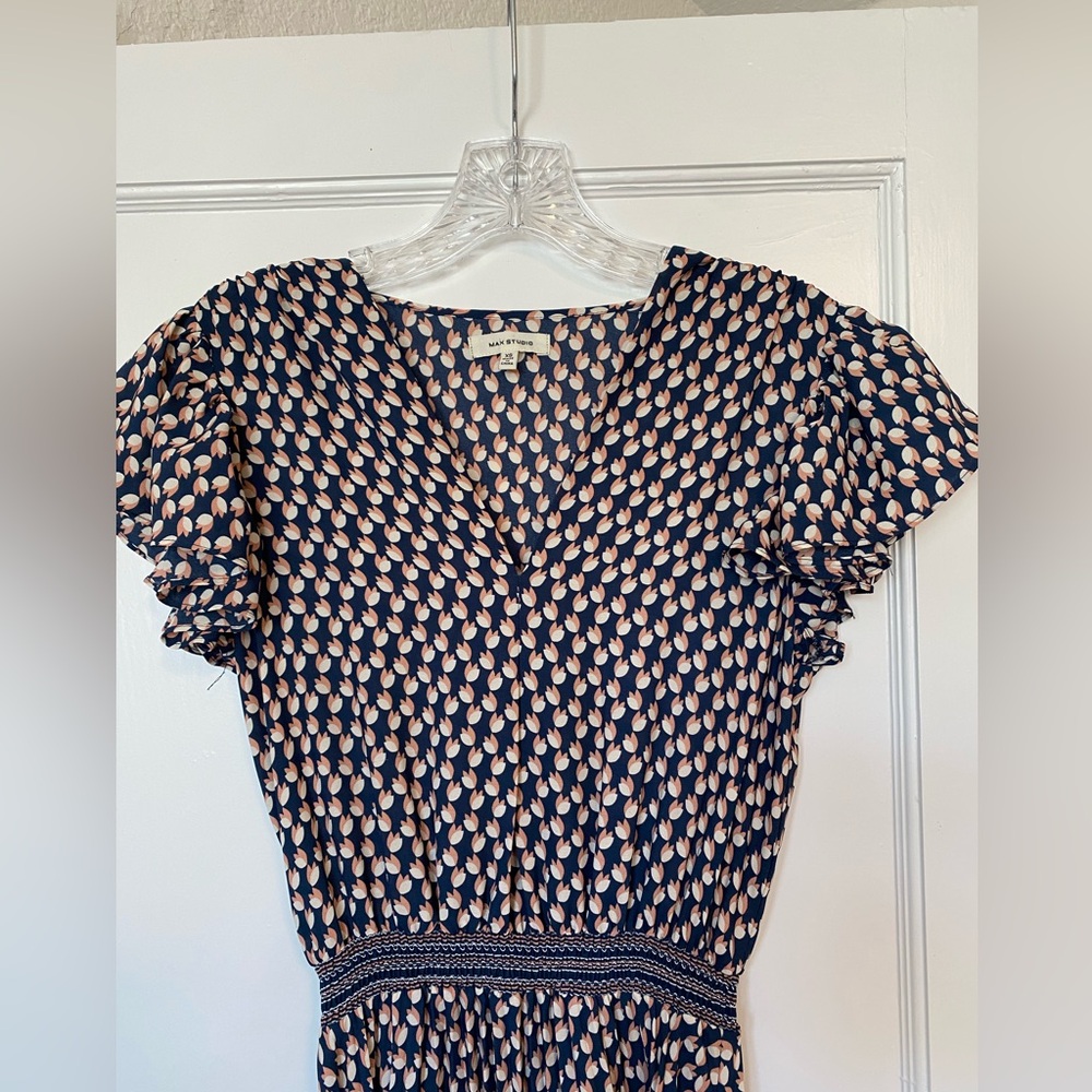 Max Studio flutter sleeve, pleated skirt midi dress - Picture 3 of 6
